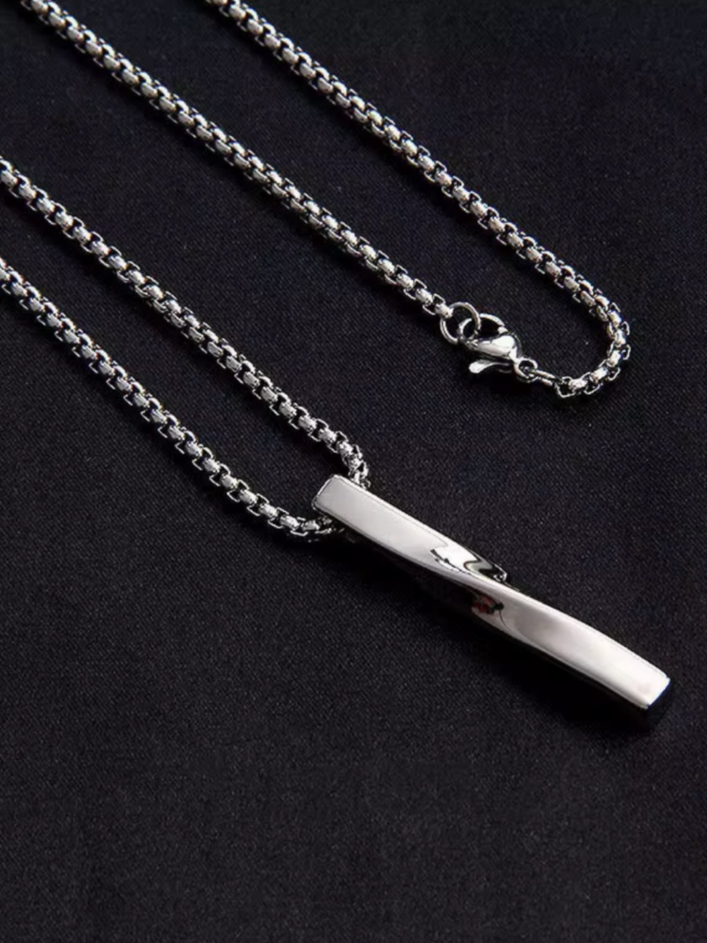 Men's Polished Silver Crossbar Pendant Necklace